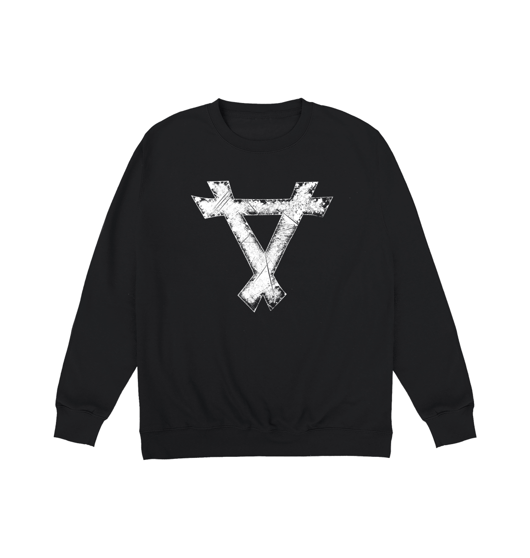 Deep Black Printed Sweater Front