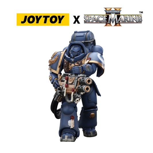 JoyToy Warhammer 40,000 Space Marine 2 Action Figure - Ultramarines, Heavy Artificer Armour, with Relic Multi-Melta (1/18 Scale) Preorder