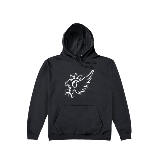 Deep Black Printed Hoody