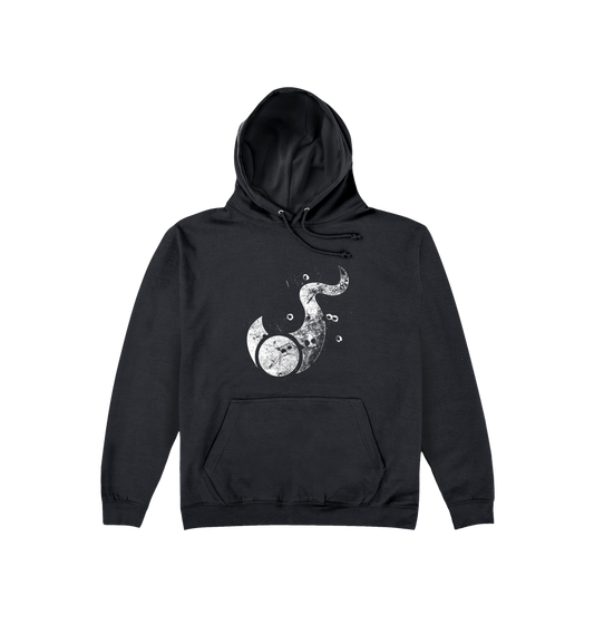 Deep Black Printed Hoody