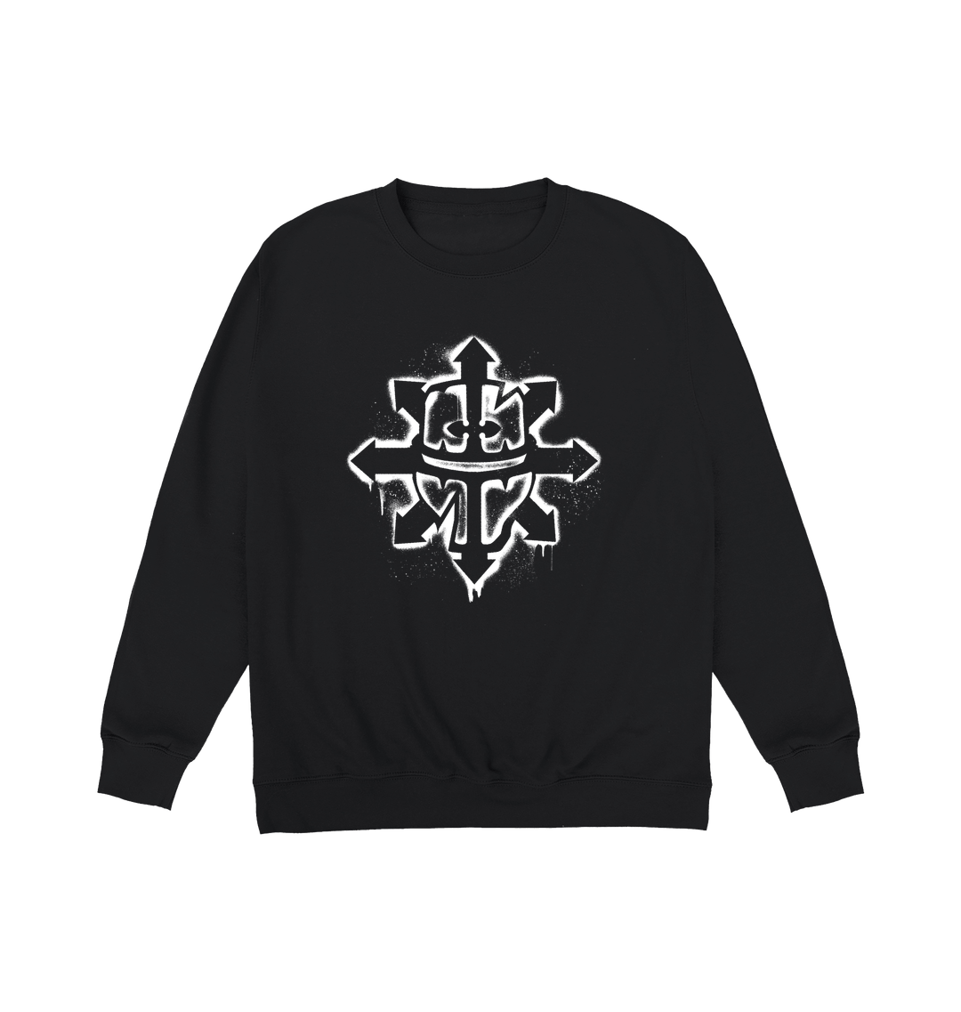 Deep Black Printed Sweater Front