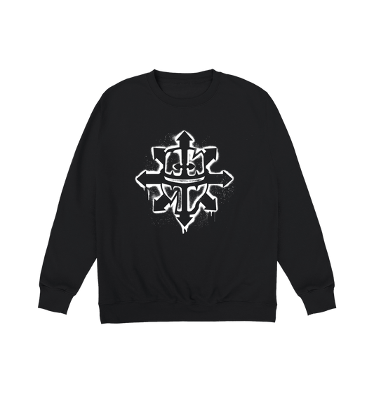 Deep Black Printed Sweater Front