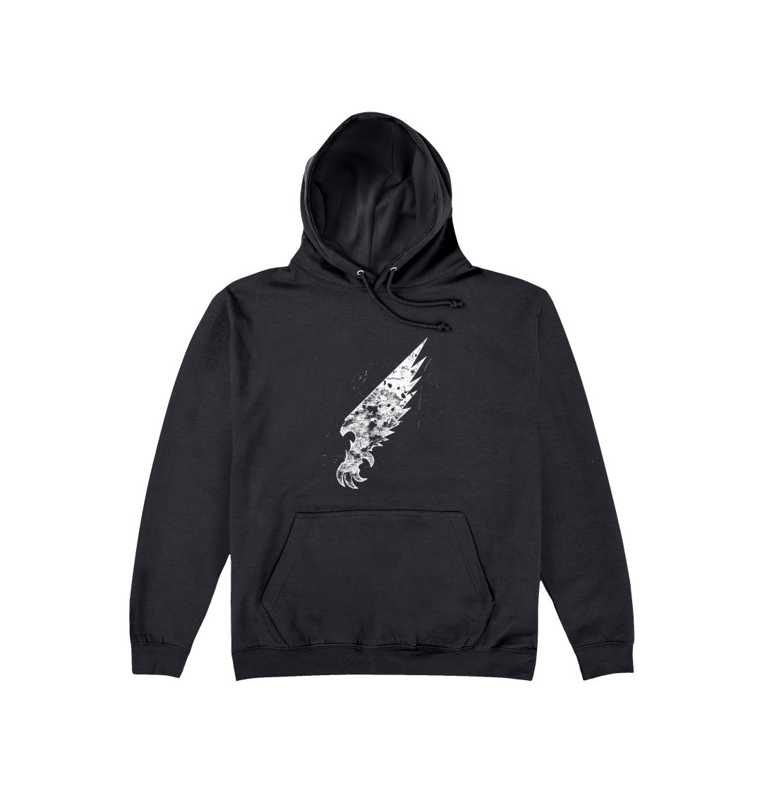 Deep Black Printed Hoody Front