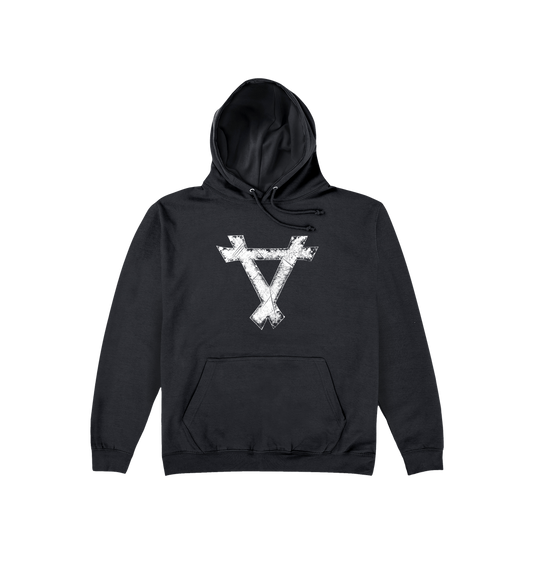 Deep Black Printed Hoody Front