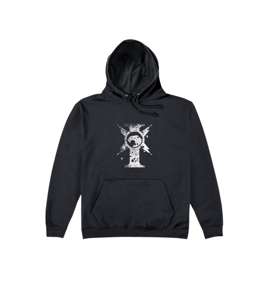 Deep Black Printed Hoody