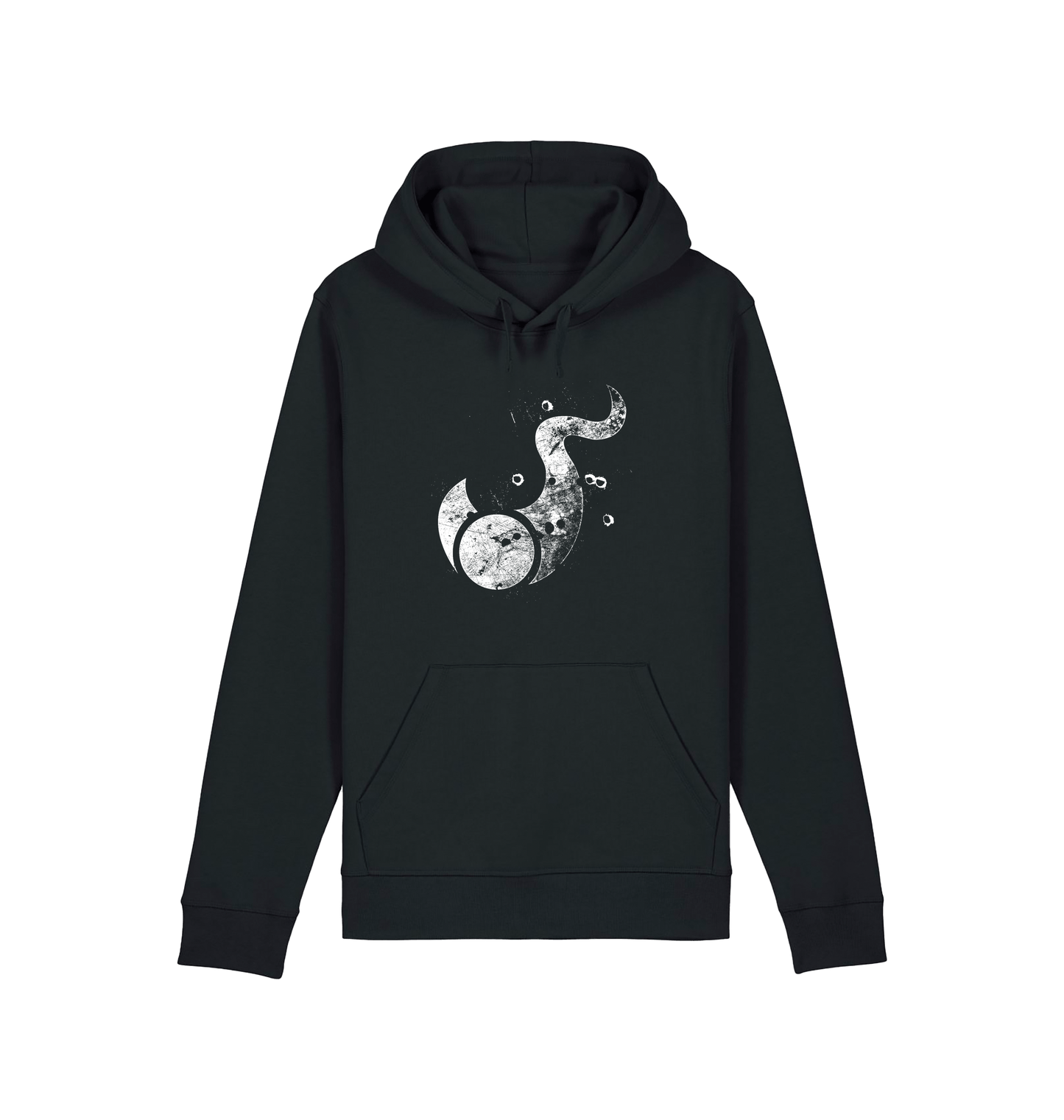 Black Printed Hoody Front