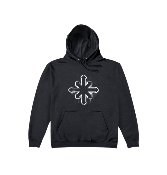 Deep Black Printed Hoody