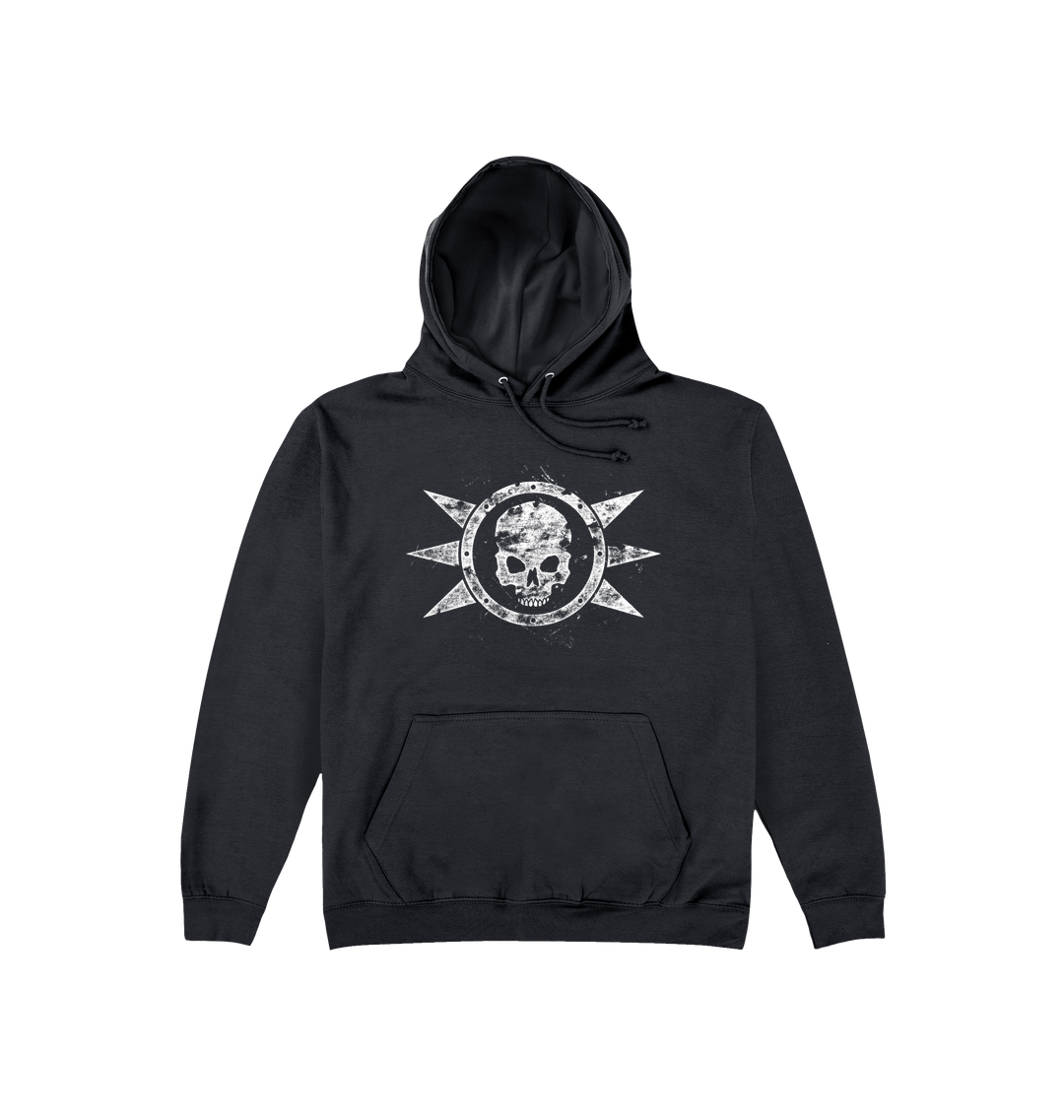 Deep Black Printed Hoody Front