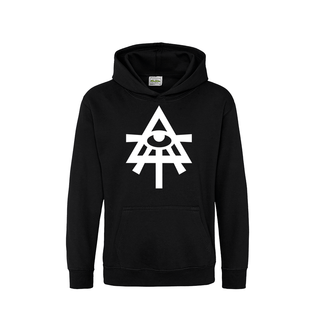 Deep Black Printed Kids Hoodie