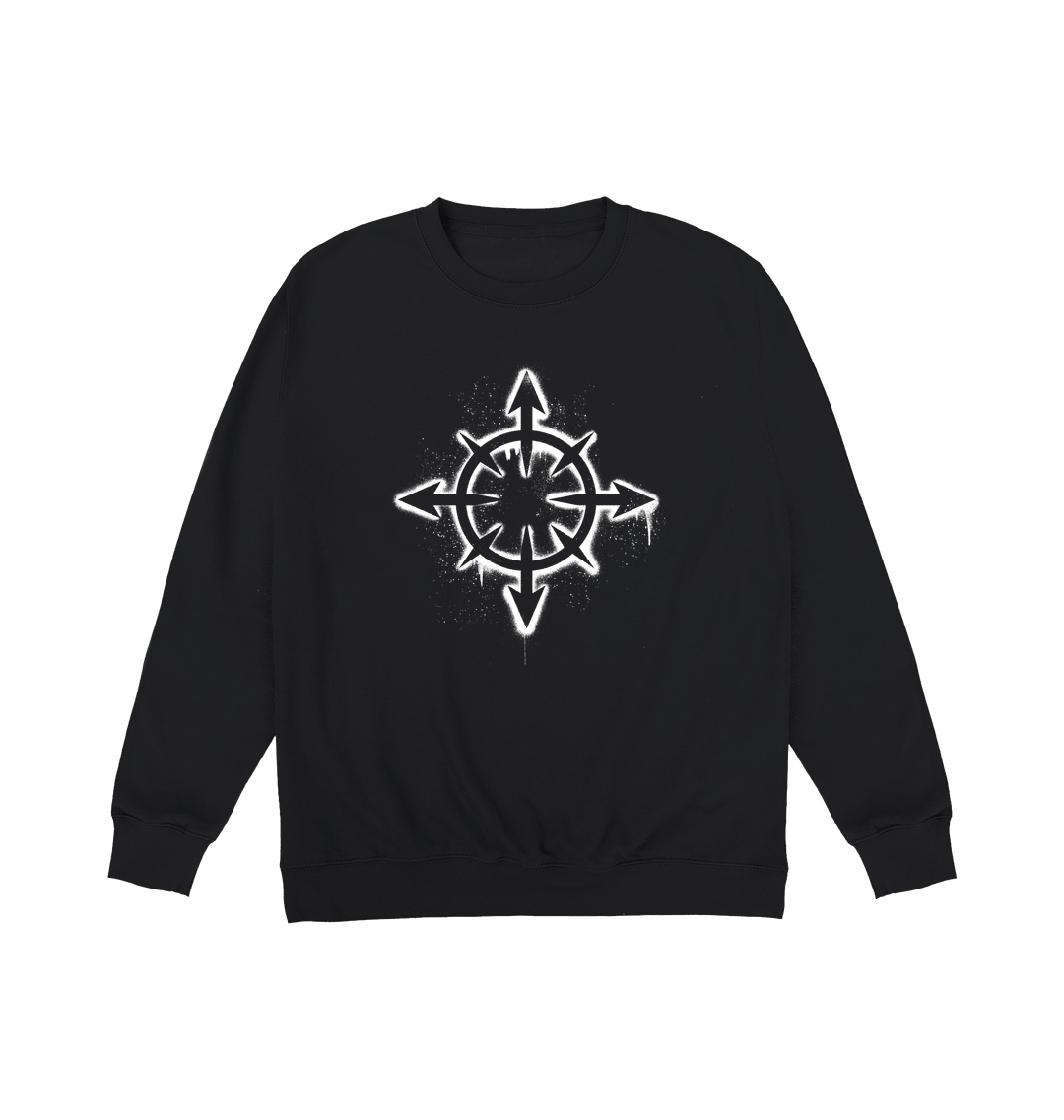 Deep Black Printed Sweater Front