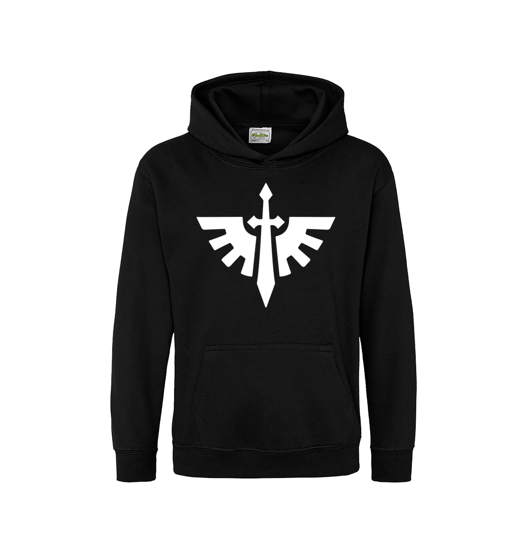 Deep Black Printed Kids Hoodie
