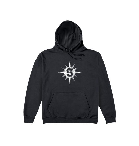 Deep Black Printed Hoody Front