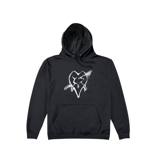 Deep Black Printed Hoody