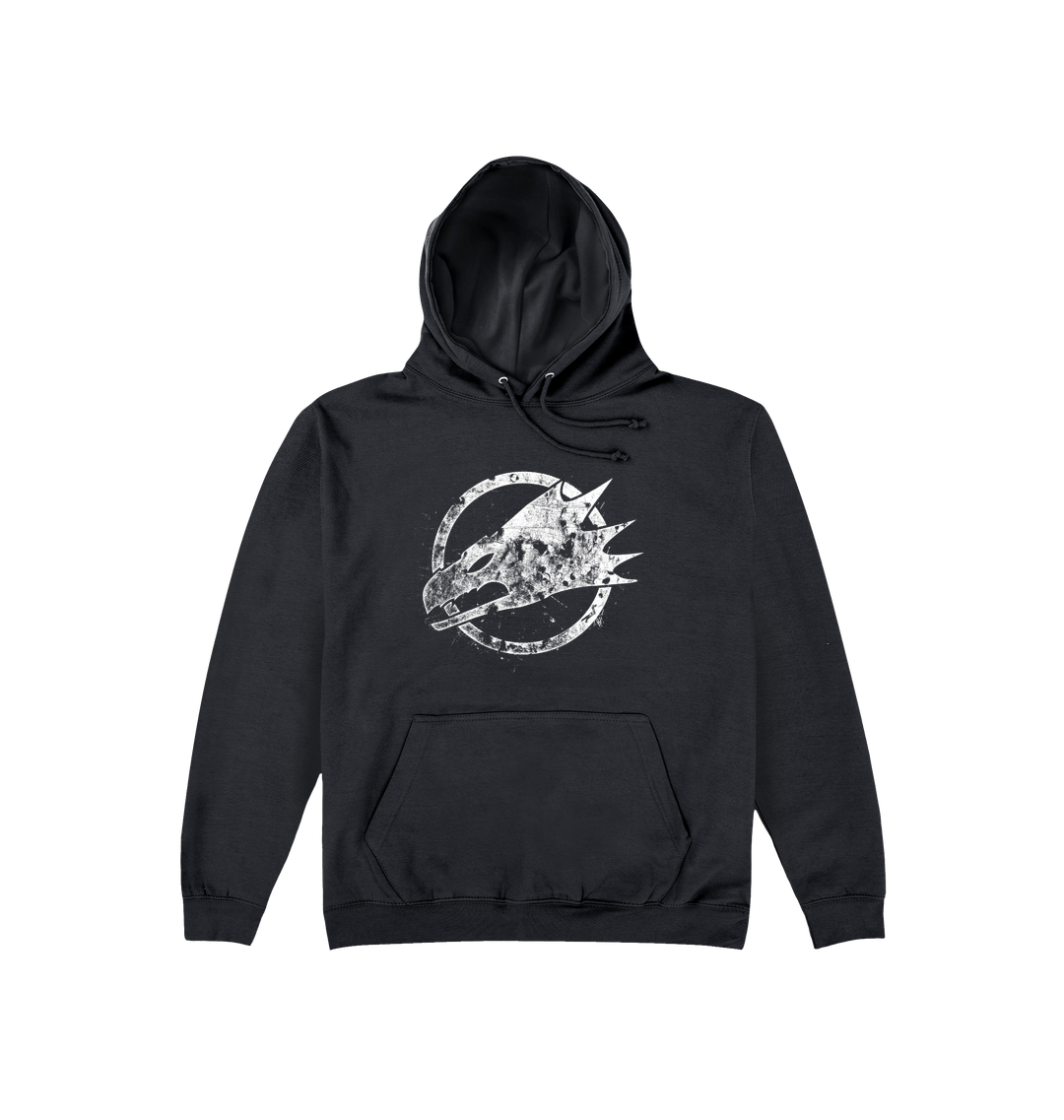 Deep Black Printed Hoody Front