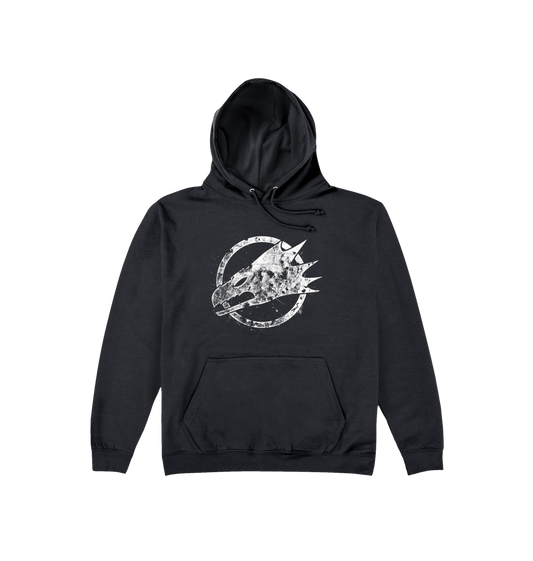 Deep Black Printed Hoody Front