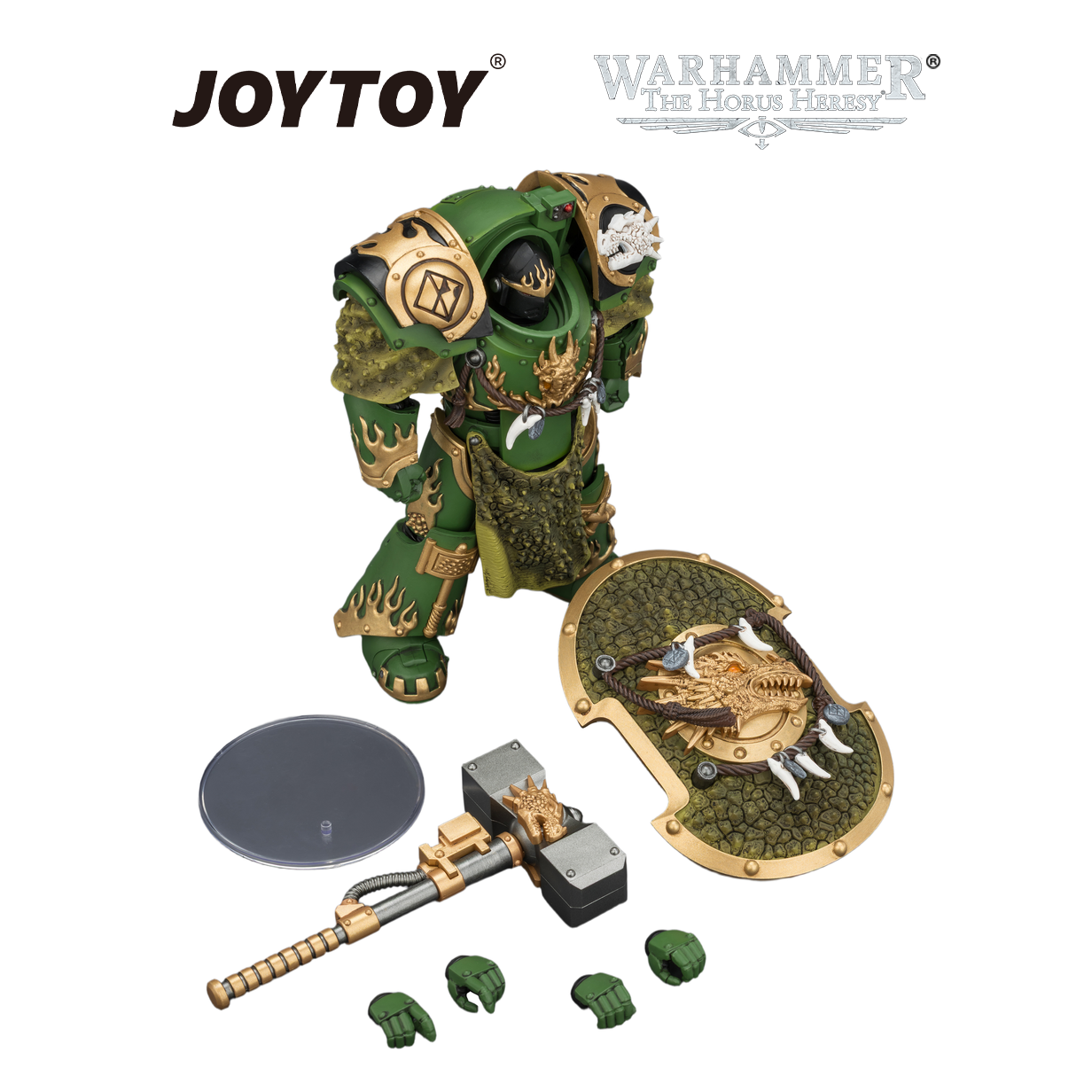 JOYTOY Warhammer The Horus Heresy - Salamanders, Firedrake Terminator 1 with Thunder Hammer and Dragonscale Storm Shield (1/18 Scale) Preorder