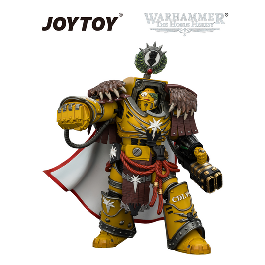 JOYTOY Warhammer The Horus Heresy - Imperial Fists, Lord Castellan Evander Garrius, The Tyrant of Cthonia with the Subjugator and Incineratus (1/18 Scale) Preorder