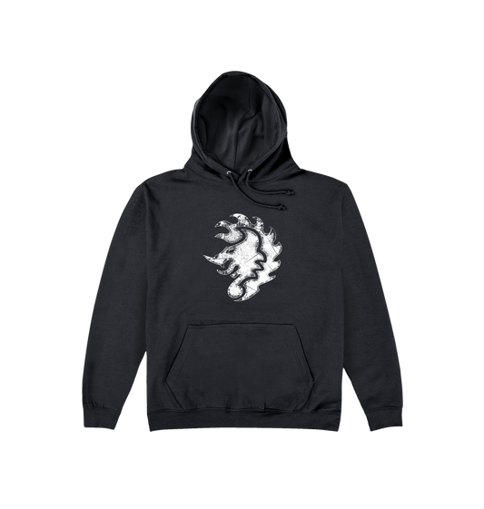 Deep Black Printed Hoody