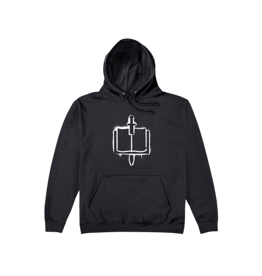 Deep Black Printed Hoody