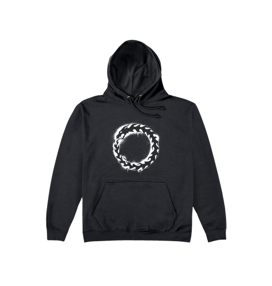 Deep Black Printed Hoody