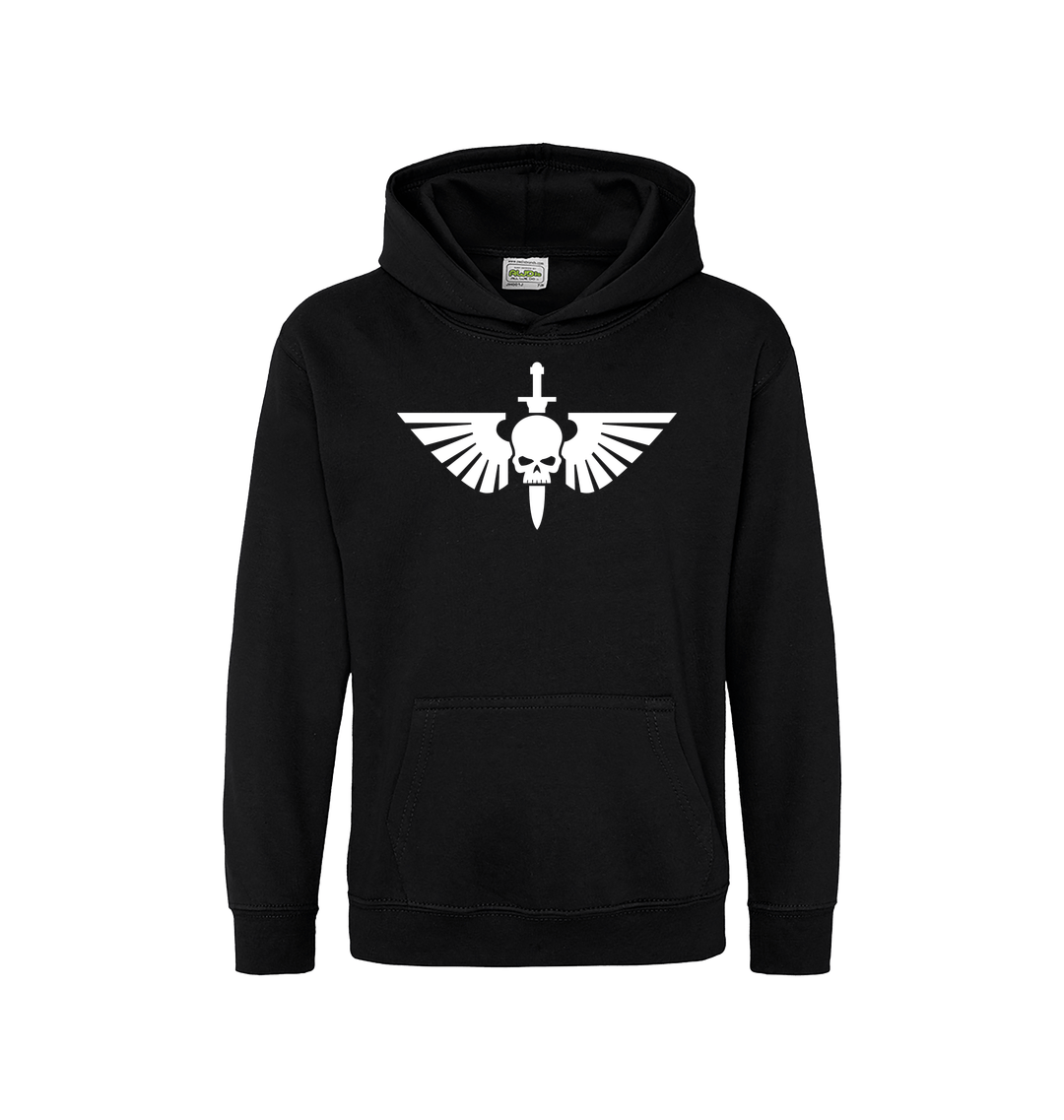Deep Black Printed Kids Hoodie