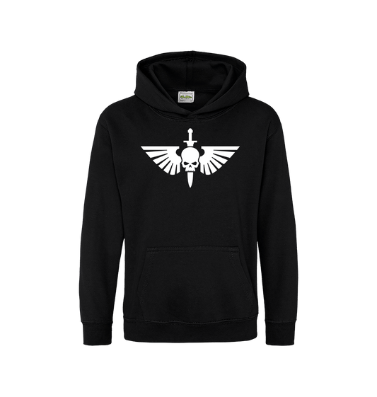 Deep Black Printed Kids Hoodie