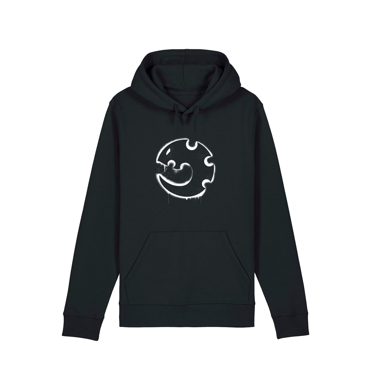 Black Printed Hoody Front