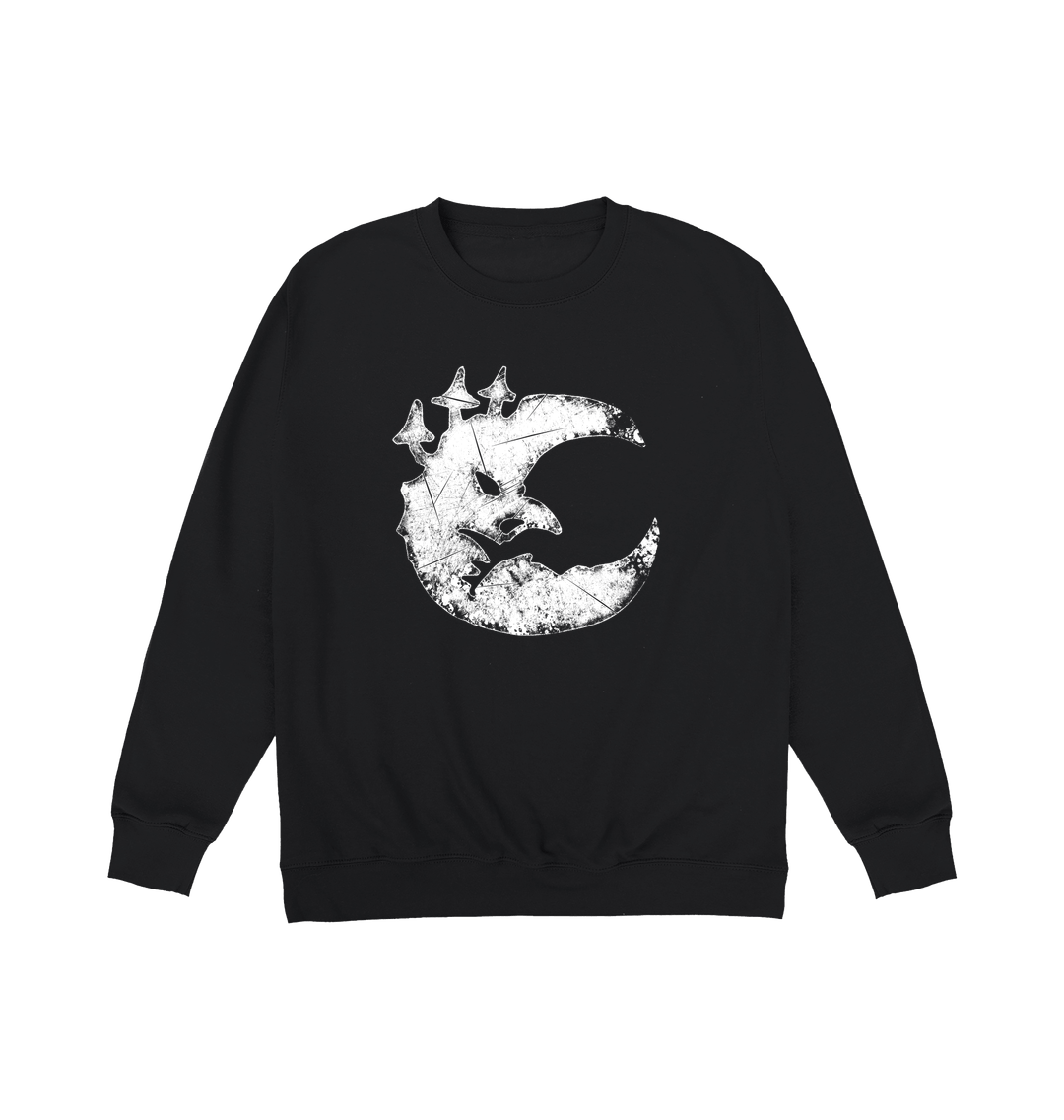 Deep Black Printed Sweater Front