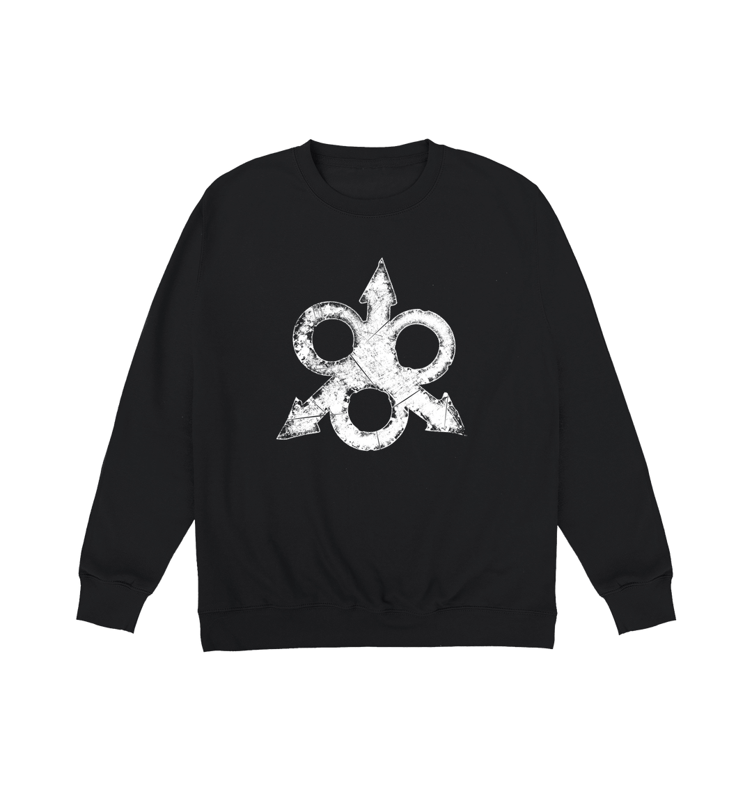 Deep Black Printed Sweater Front