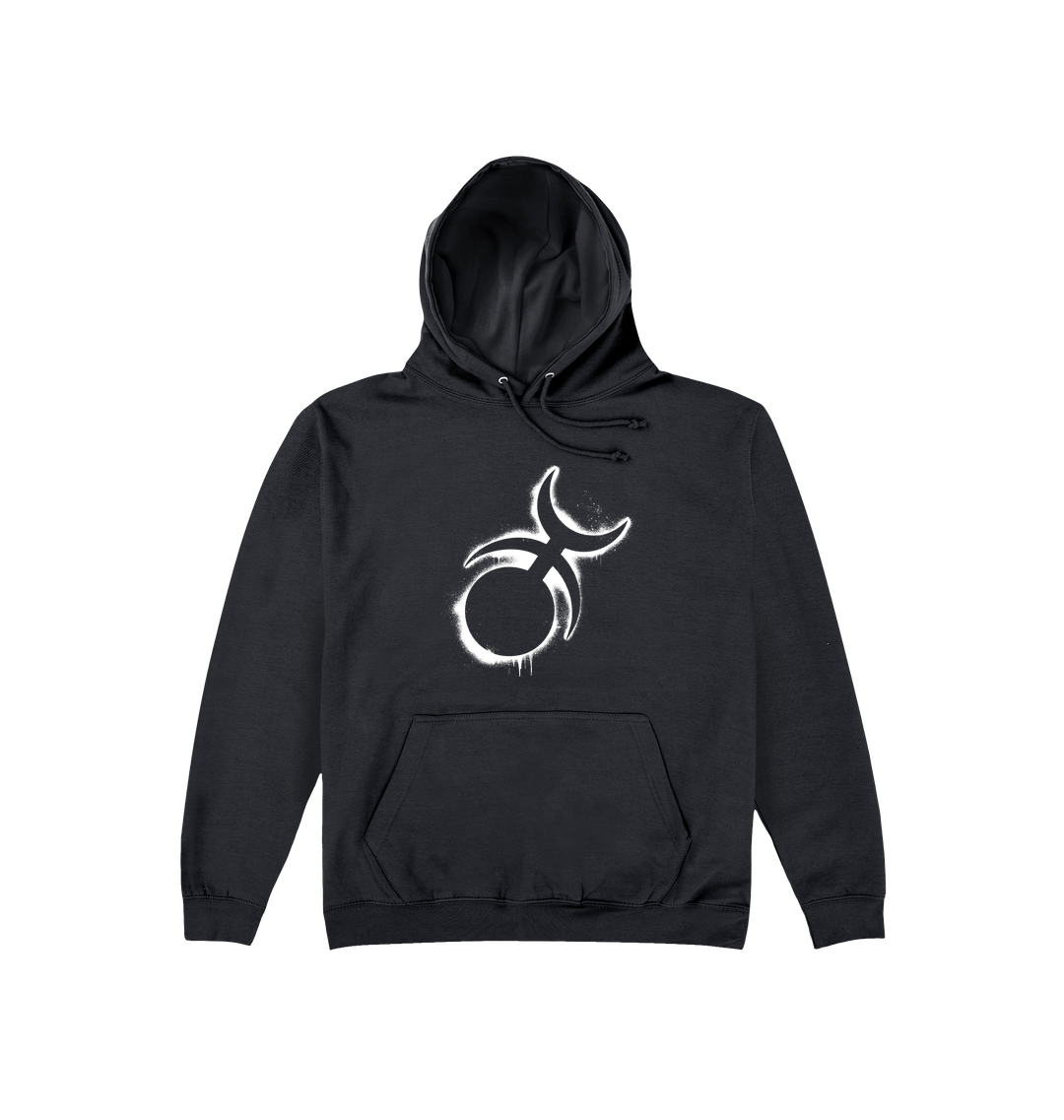 Deep Black Printed Hoody