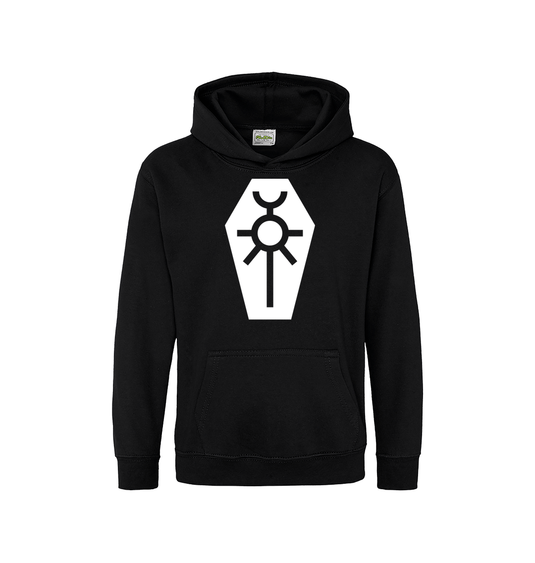 Deep Black Printed Kids Hoodie