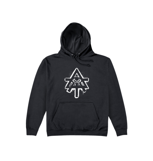 Deep Black Printed Hoody