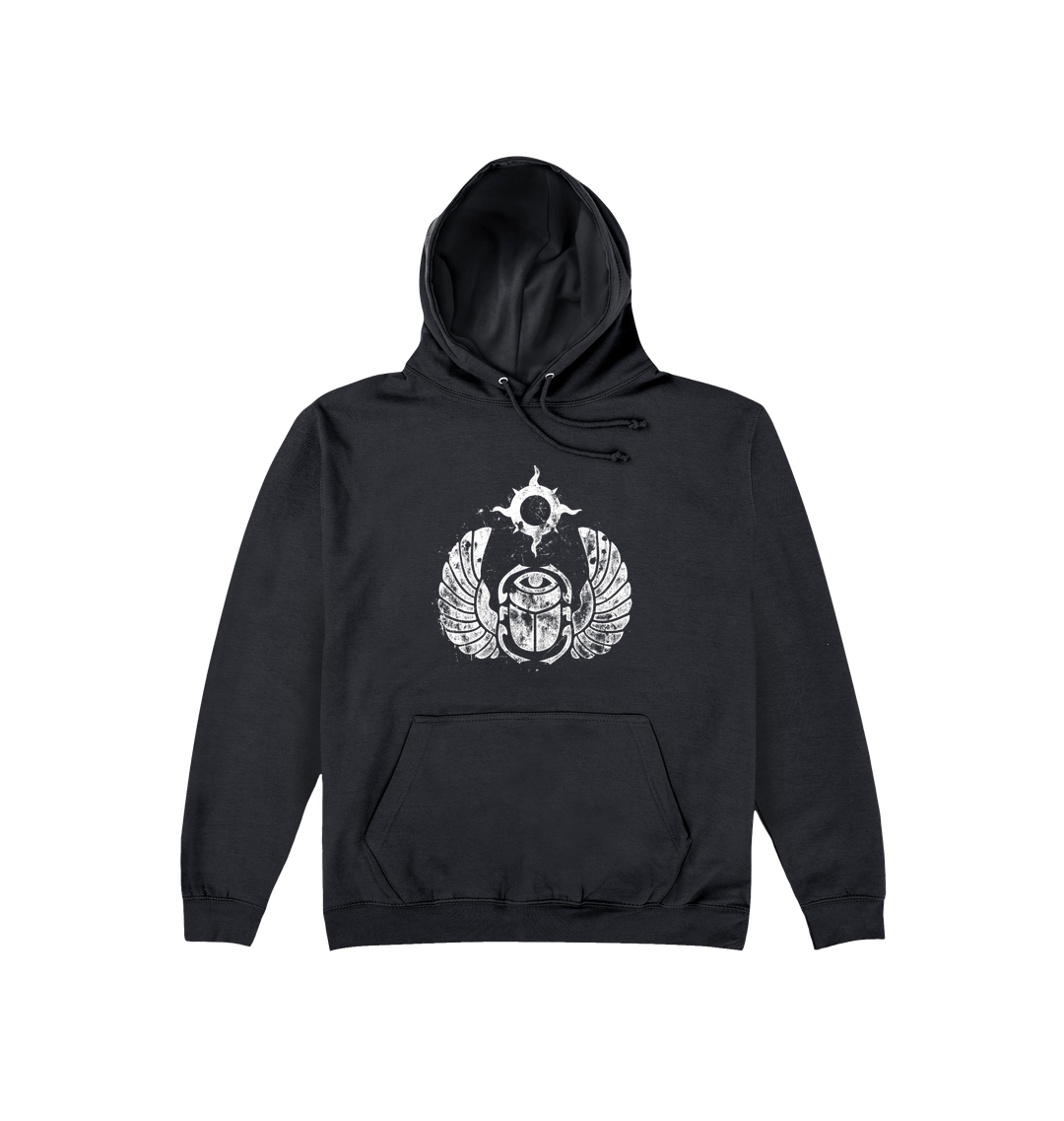 Deep Black Printed Hoody Front