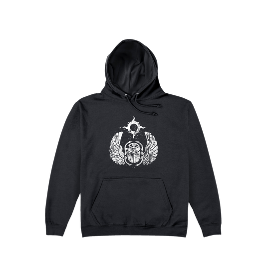 Deep Black Printed Hoody Front