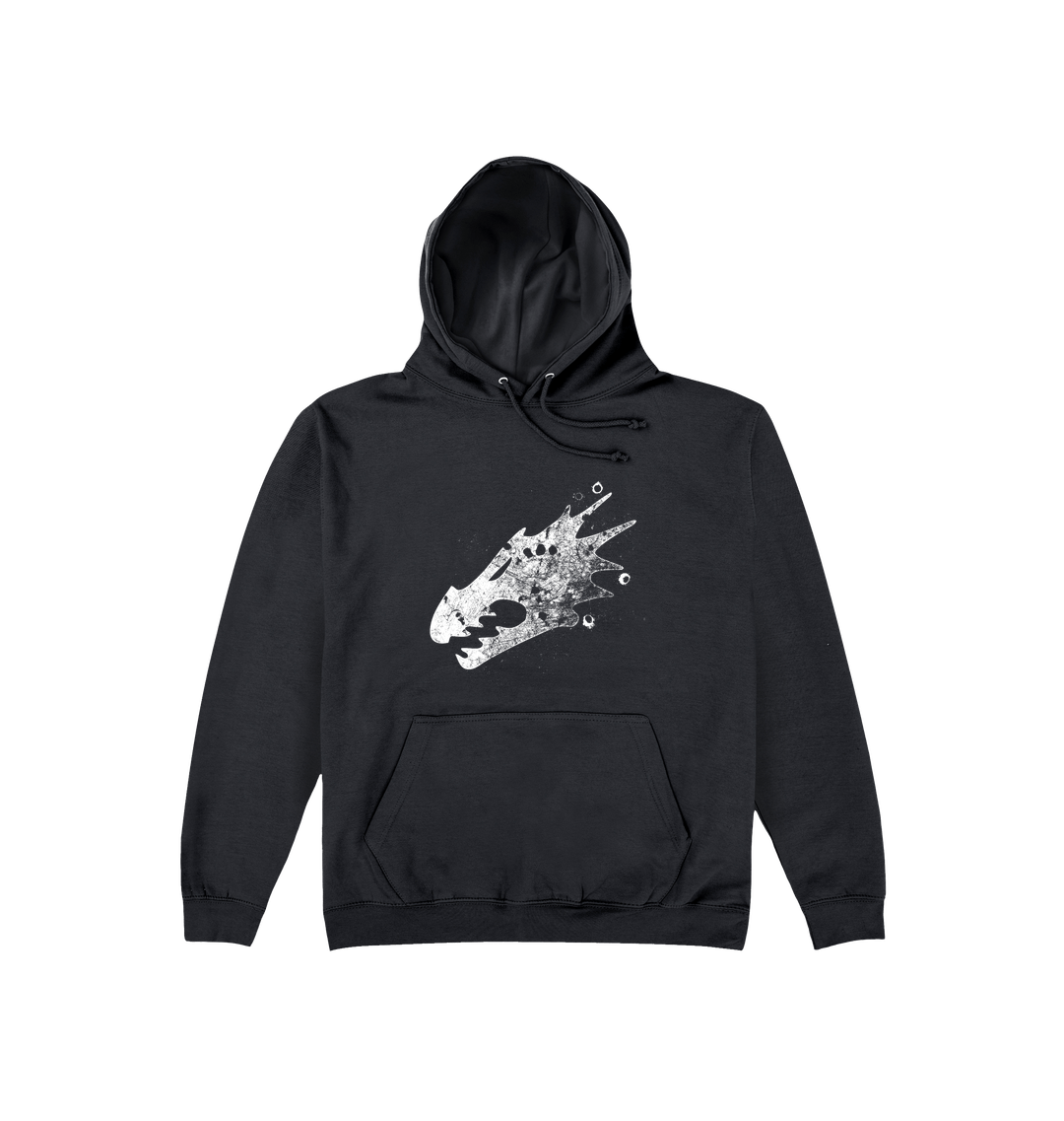 Deep Black Printed Hoody