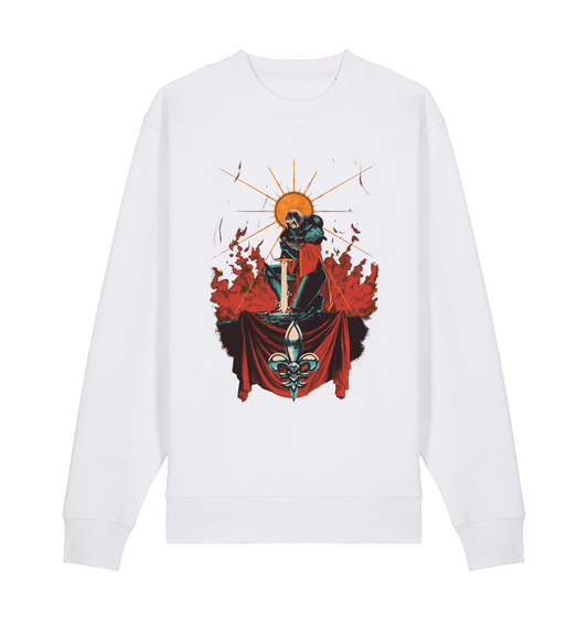 White Printed Sweater Front