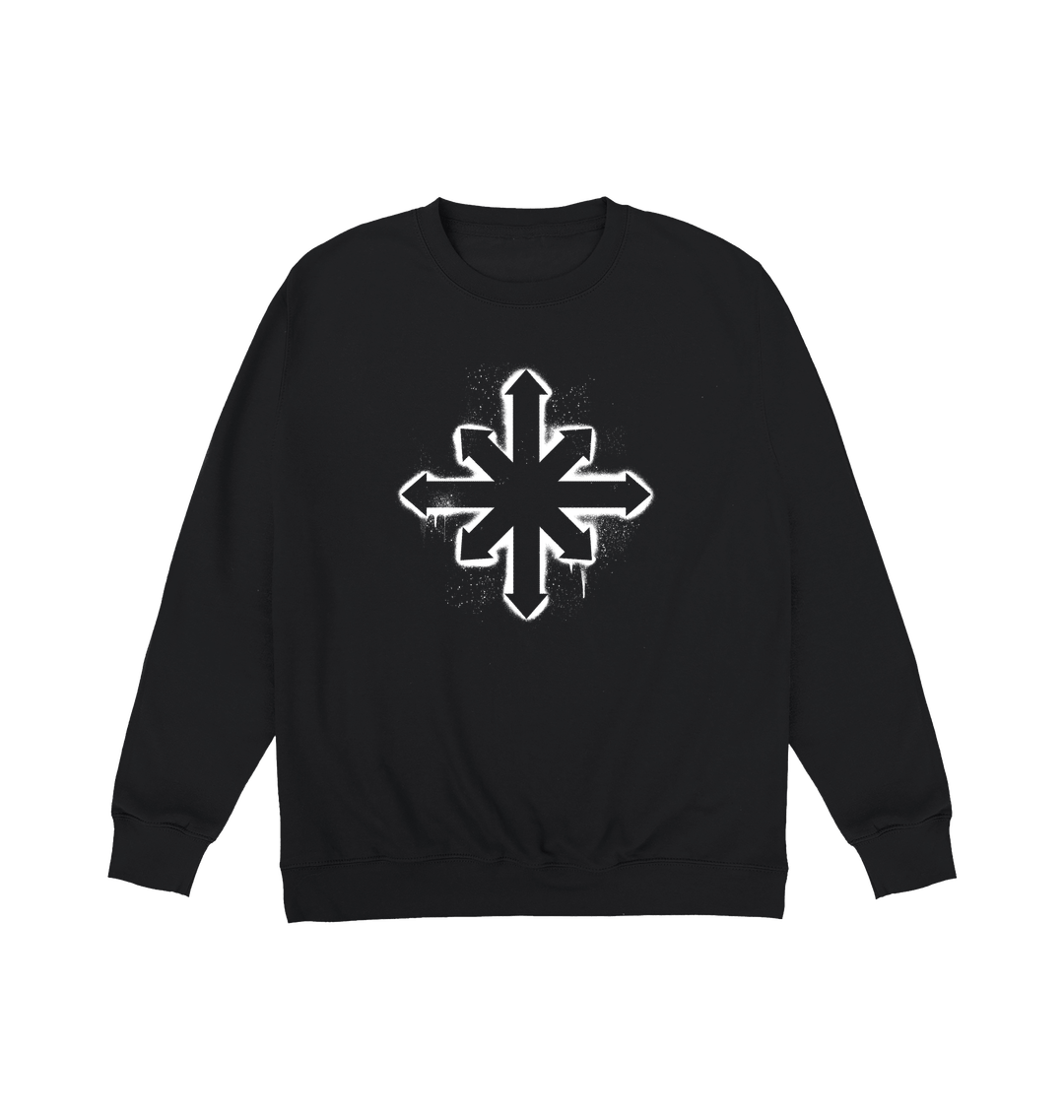 Deep Black Printed Sweater Front