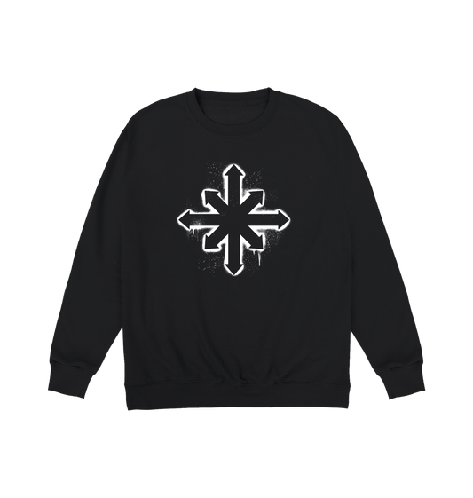 Deep Black Printed Sweater Front