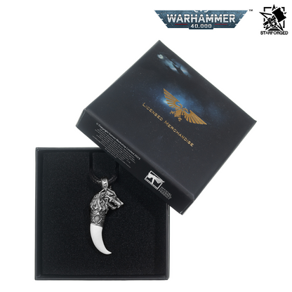 Starforged Warhammer 40,000 Space Wolves Fang of Fenris Brass Pendant Necklace