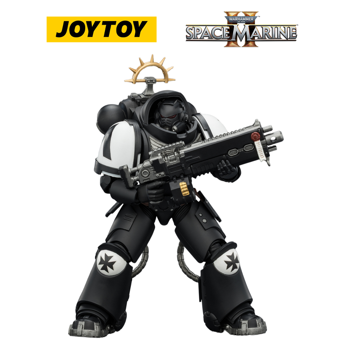JOYTOY Warhammer 40,000: Space Marine 2 - Game Edition Black Templars Heavy Intercessor with Heavy Bolt Rifle and Bolt Pistol (1/18 Scale)