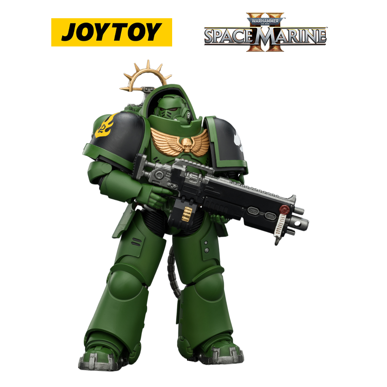 JOYTOY Warhammer 40,000: Space Marine 2 - Game Edition Salamanders Heavy Intercessor with Heavy Bolt Rifle and Bolt Pistol (1/18 Scale)
