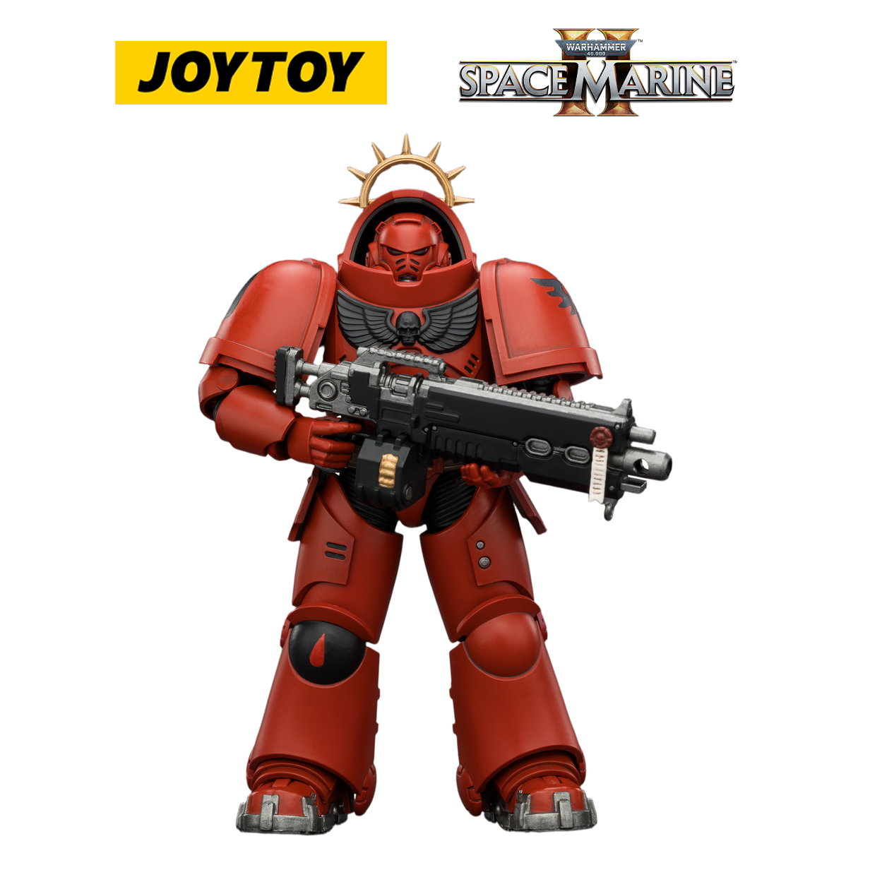 JOYTOY Warhammer 40,000: Space Marine 2 - Game Edition Blood Angels Heavy Intercessor with Heavy Bolt Rifle and Bolt Pistol (1/18 Scale)