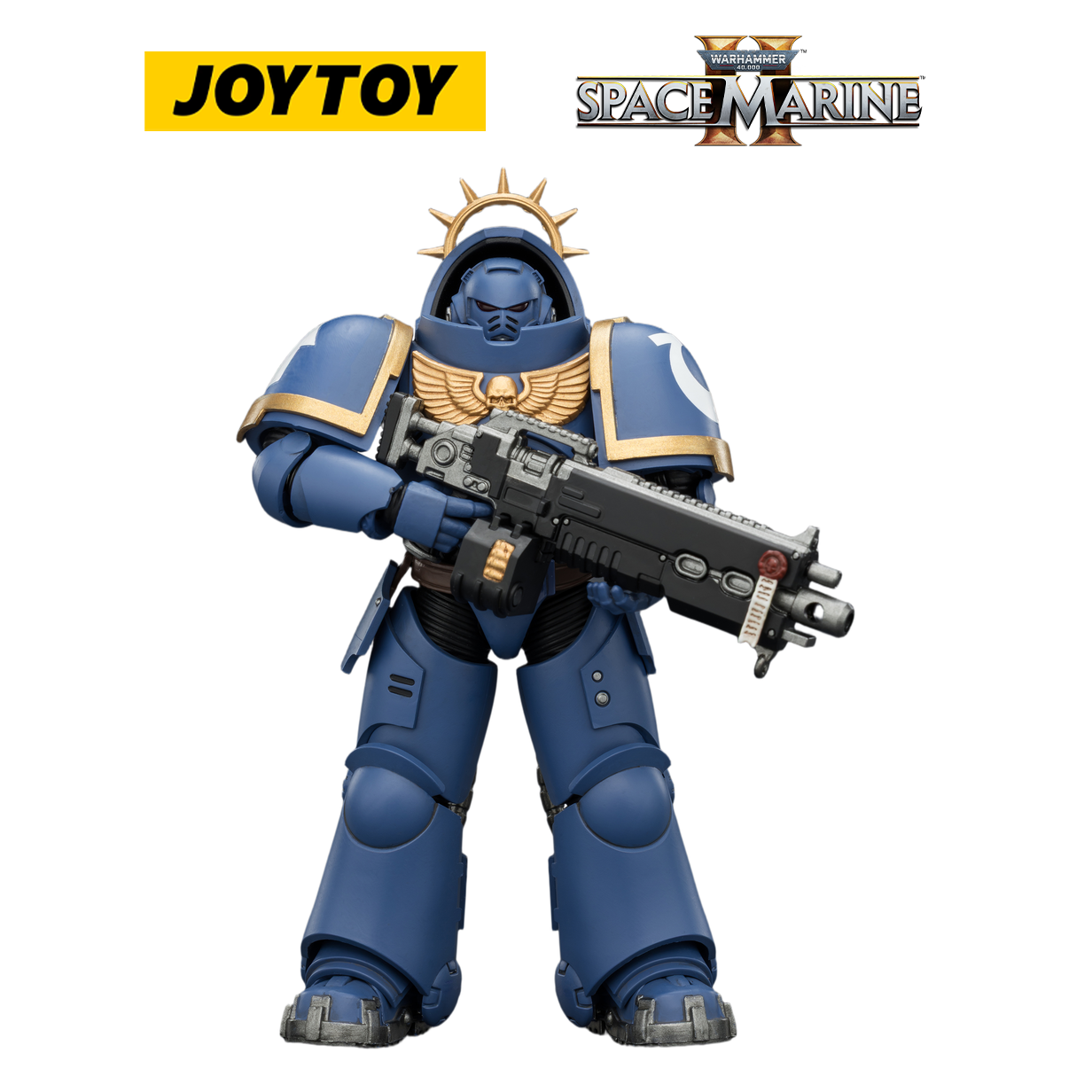 JOYTOY Warhammer 40,000: Space Marine 2 - Game Edition Ultramarines Heavy Intercessor with Heavy Bolt Rifle and Bolt Pistol (1/18 Scale)
