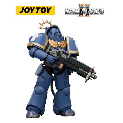JOYTOY Warhammer 40,000: Space Marine 2 - Game Edition Ultramarines Heavy Intercessor with Heavy Bolt Rifle and Bolt Pistol (1/18 Scale)