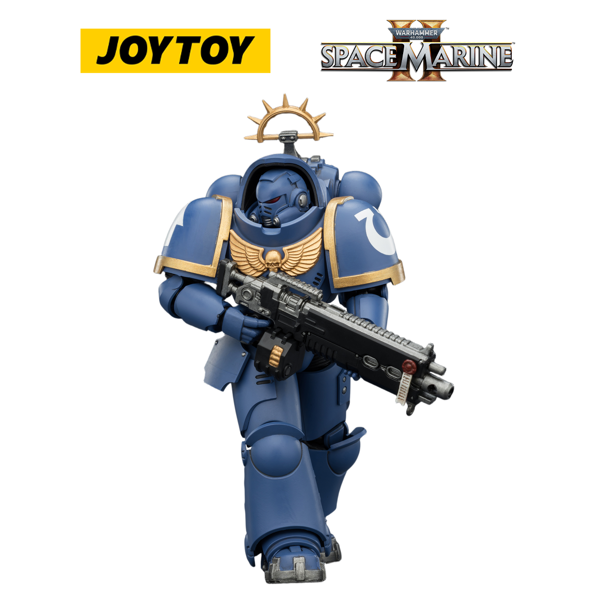 JOYTOY Warhammer 40,000: Space Marine 2 - Game Edition Ultramarines Heavy Intercessor with Heavy Bolt Rifle and Bolt Pistol (1/18 Scale)
