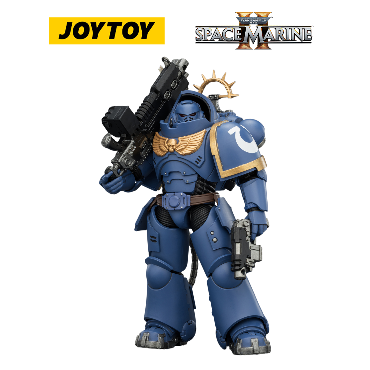 JOYTOY Warhammer 40,000: Space Marine 2 - Game Edition Ultramarines Heavy Intercessor with Heavy Bolt Rifle and Bolt Pistol (1/18 Scale)