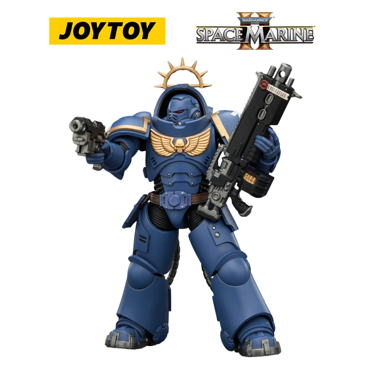 JOYTOY Warhammer 40,000: Space Marine 2 - Game Edition Ultramarines Heavy Intercessor with Heavy Bolt Rifle and Bolt Pistol (1/18 Scale)