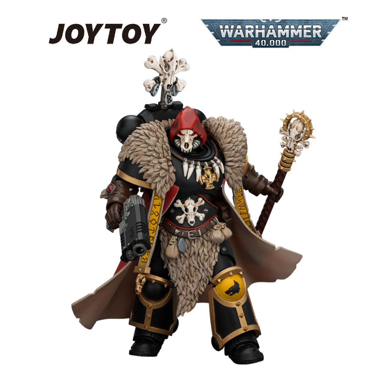 JOYTOY Warhammer 40,000 - Space Wolves, Wolf Priest with Absolvor Bolt Pistol and Crozius (1/18 Scale) Preorder