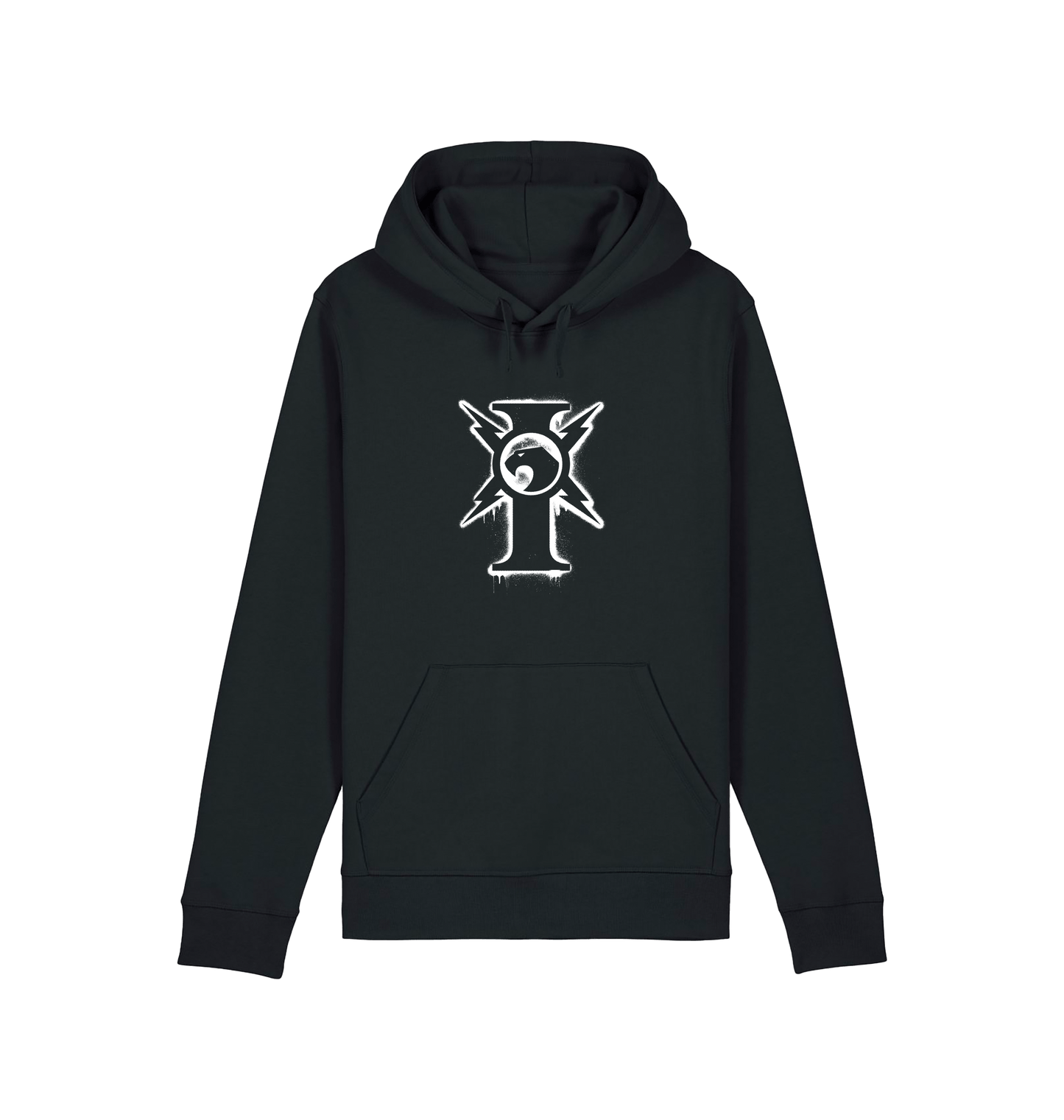 Black Printed Hoody Front