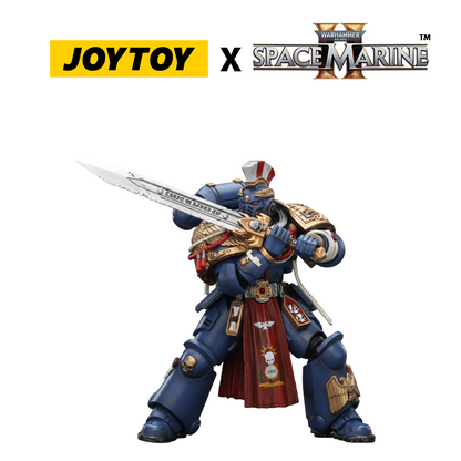 JoyToy Warhammer 40,000 Space Marine 2 Action Figure - Ultramarines, Relic Primus Armour, with Plasma Pistol and Combat Blade (1/18 Scale) Preorder
